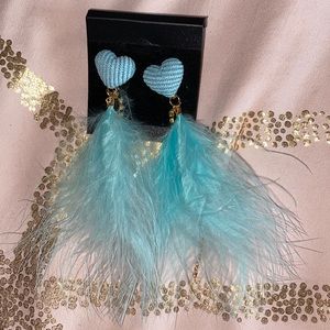 Baby blue feather earrings